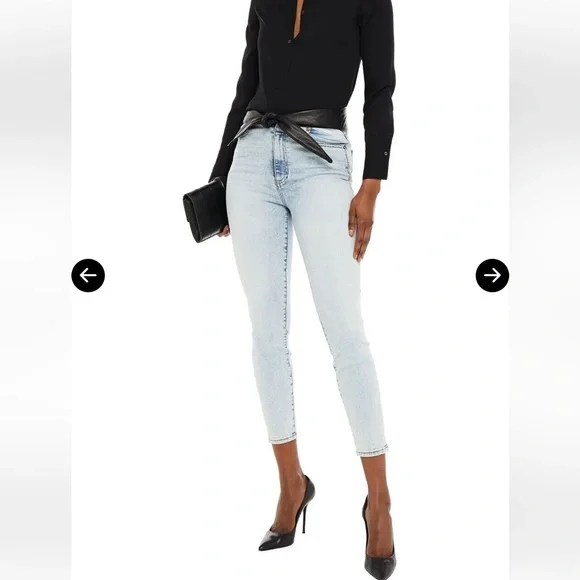 👖 Alice + Olivia Cropped Jeans w/ Leather Trim BeltSize 27 NWT